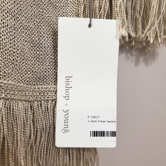 Bishop + Young - Oatmeal V-Neck Fringe Sweater - Size S (NWT) - Picture 6 of 8